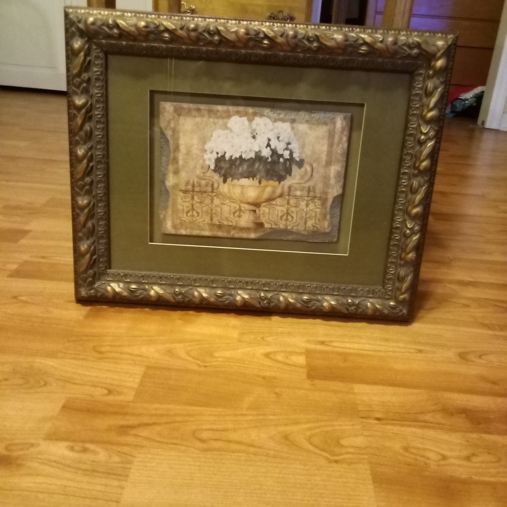 Lithograph Elegant Framed Floral Art
